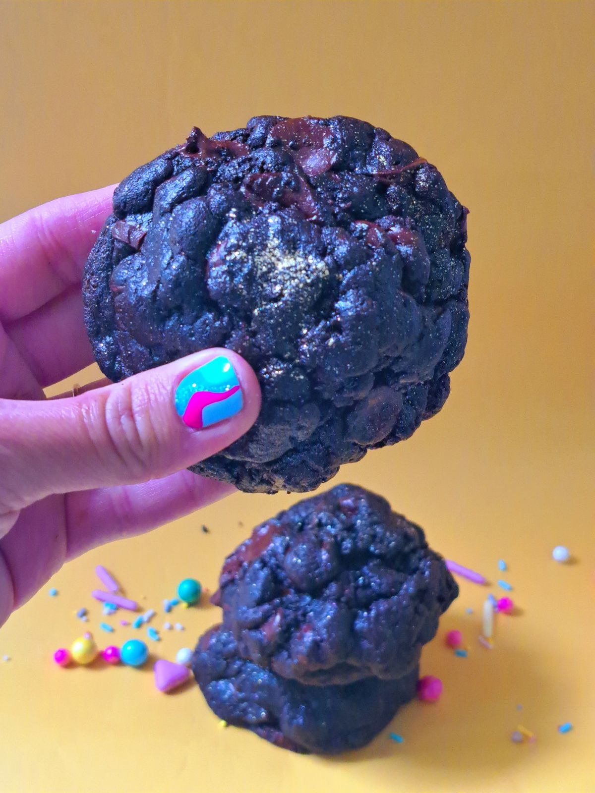 Triple Dark Chocolate Chip Cookies